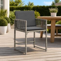 Durable Outdoor Chairs Set of 4 with Cushions in Grey