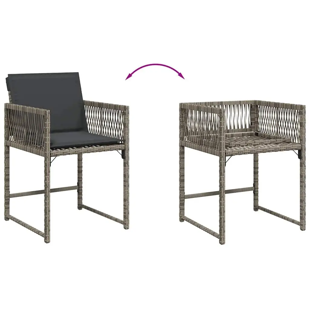 Outdoor Chairs Set of 4 with Cushions in Grey