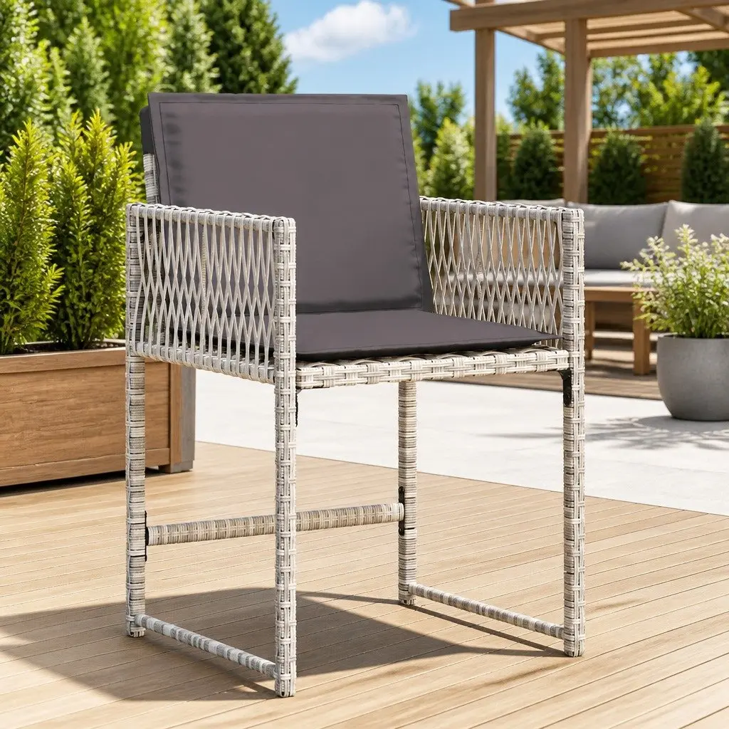 Grey Poly Rattan Garden Chair Set of 4
