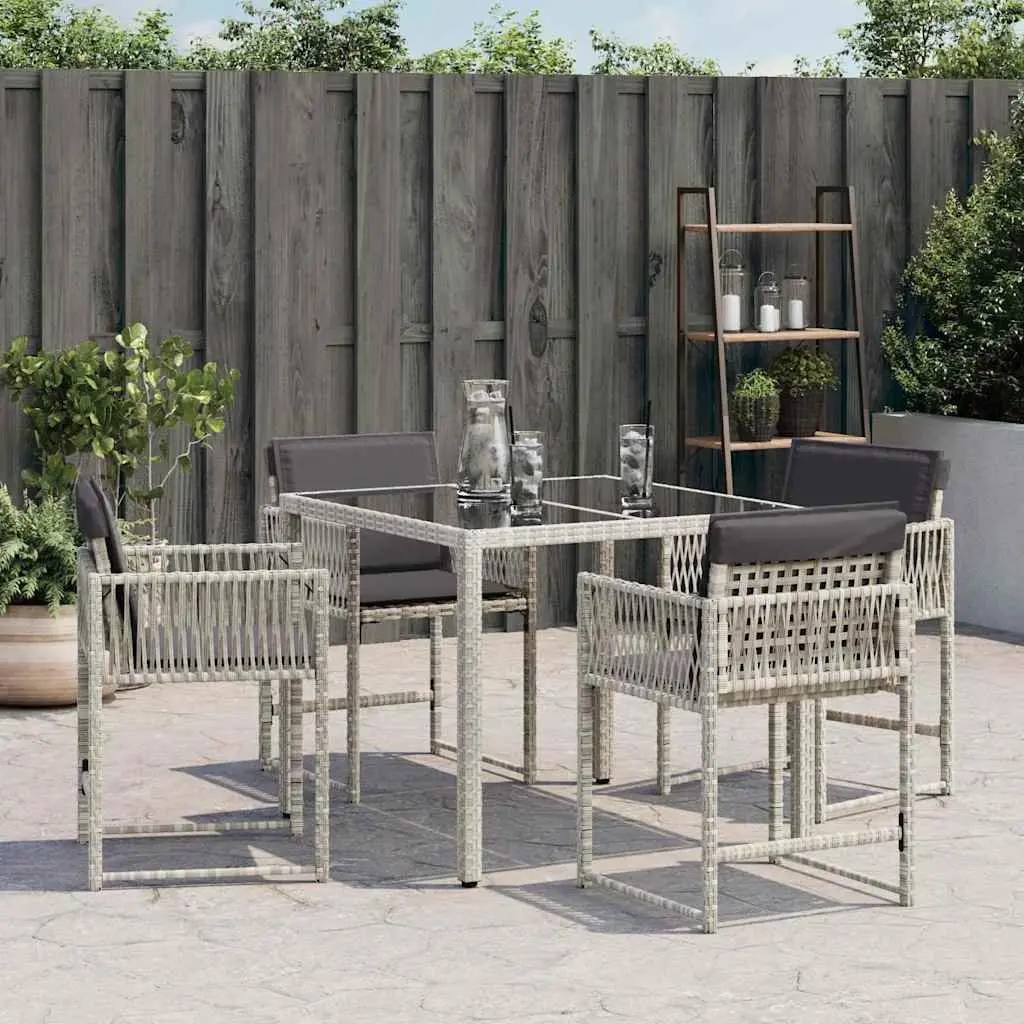 Grey Poly Rattan Garden Chair Set of 4