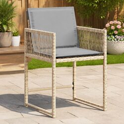 Beige Cushioned Garden Chairs Set of 4 for Outdoor Use