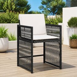 Durable Outdoor Garden Chairs Set of 4 Black Poly Rattan