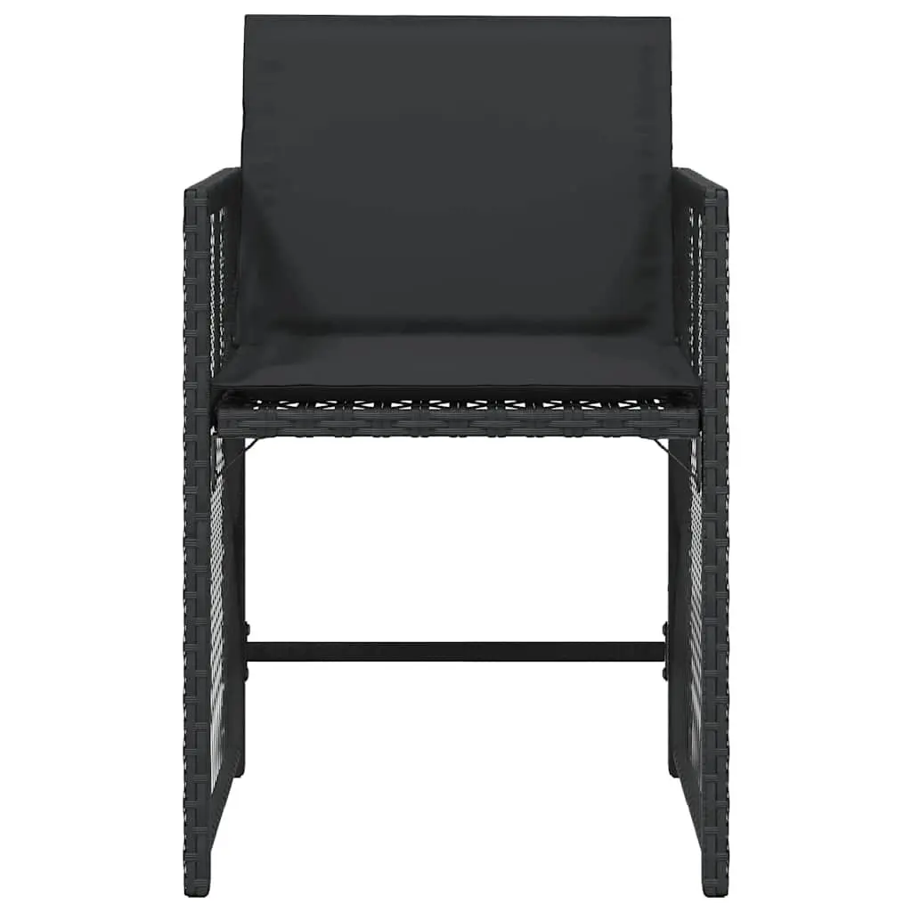 Black Poly Rattan Garden Chairs Set with Cushions