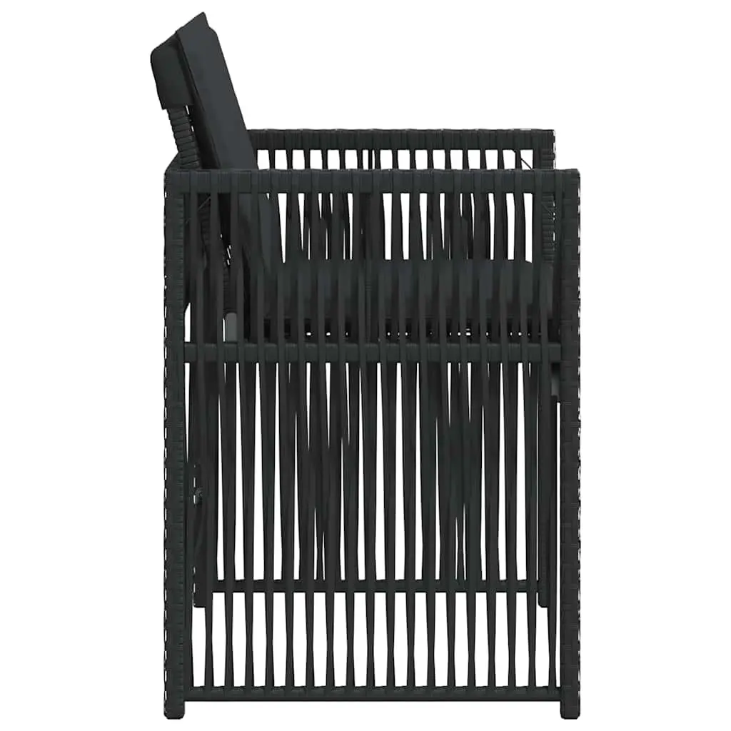 Black Poly Rattan Garden Chairs Set with Cushions