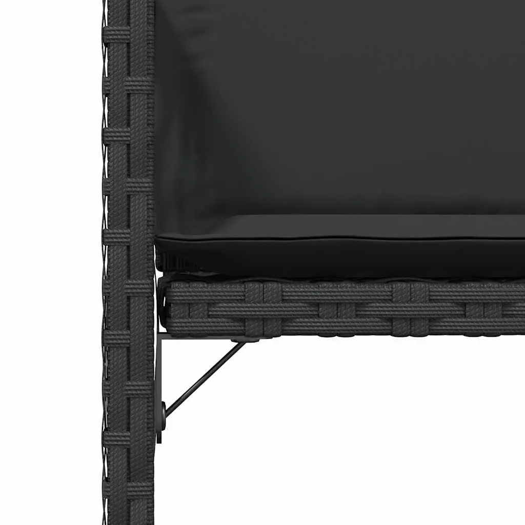 Black Poly Rattan Garden Chairs Set with Cushions