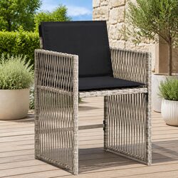 Durable Outdoor Garden Chairs Set of 4 Grey Rattan