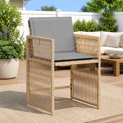4-Piece Outdoor Garden Chairs Set in Beige with Cushions