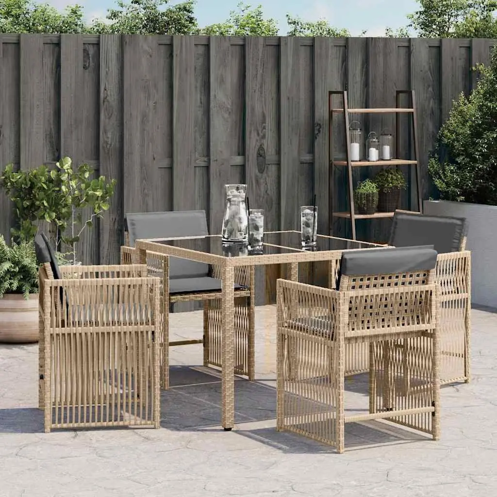 4-Piece Outdoor Garden Chairs Set in Beige with Cushions