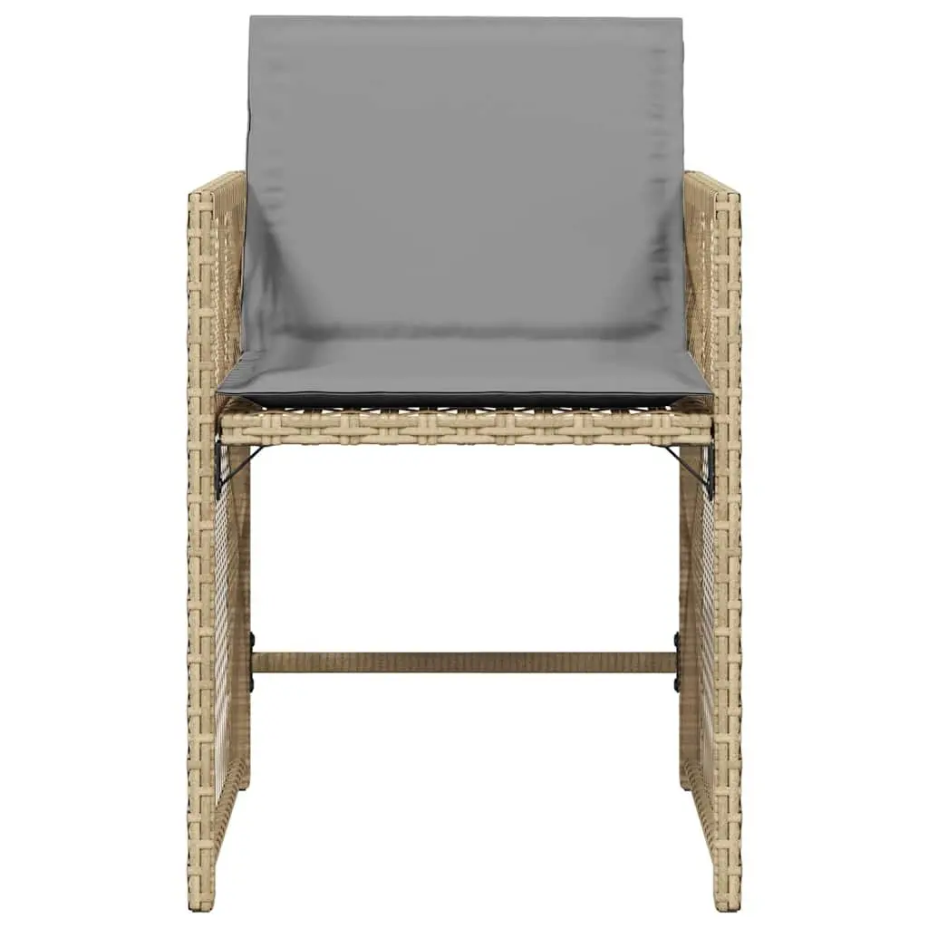 4-Piece Outdoor Garden Chairs Set in Beige with Cushions