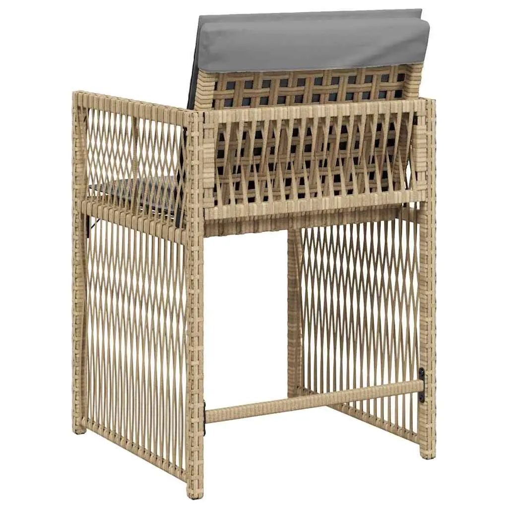 4-Piece Outdoor Garden Chairs Set in Beige with Cushions