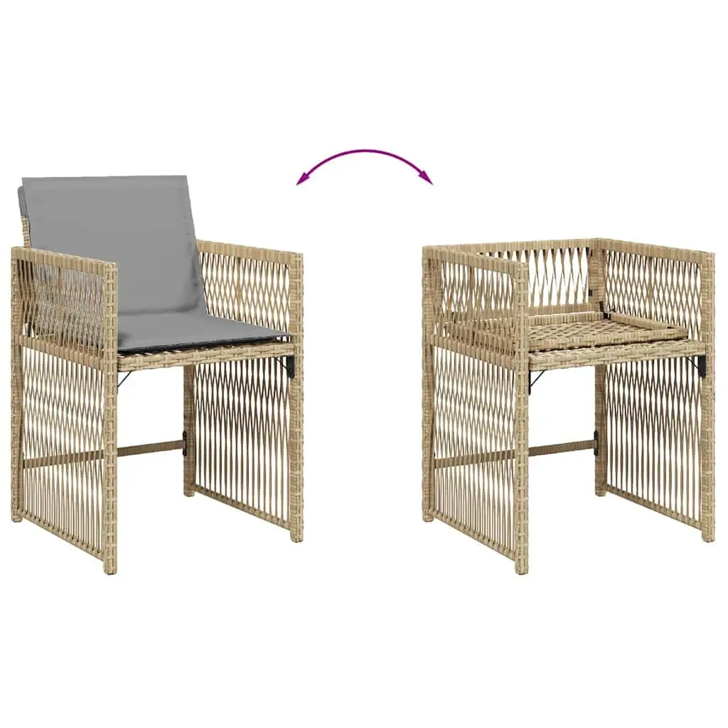 4-Piece Outdoor Garden Chairs Set in Beige with Cushions
