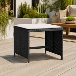 Durable Black Garden Stools with Cushions, Set of 4