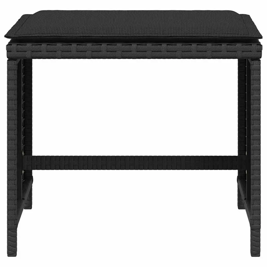Garden Stools PE Rattan 4 pcs Black Outdoor Cushioned Seating Set