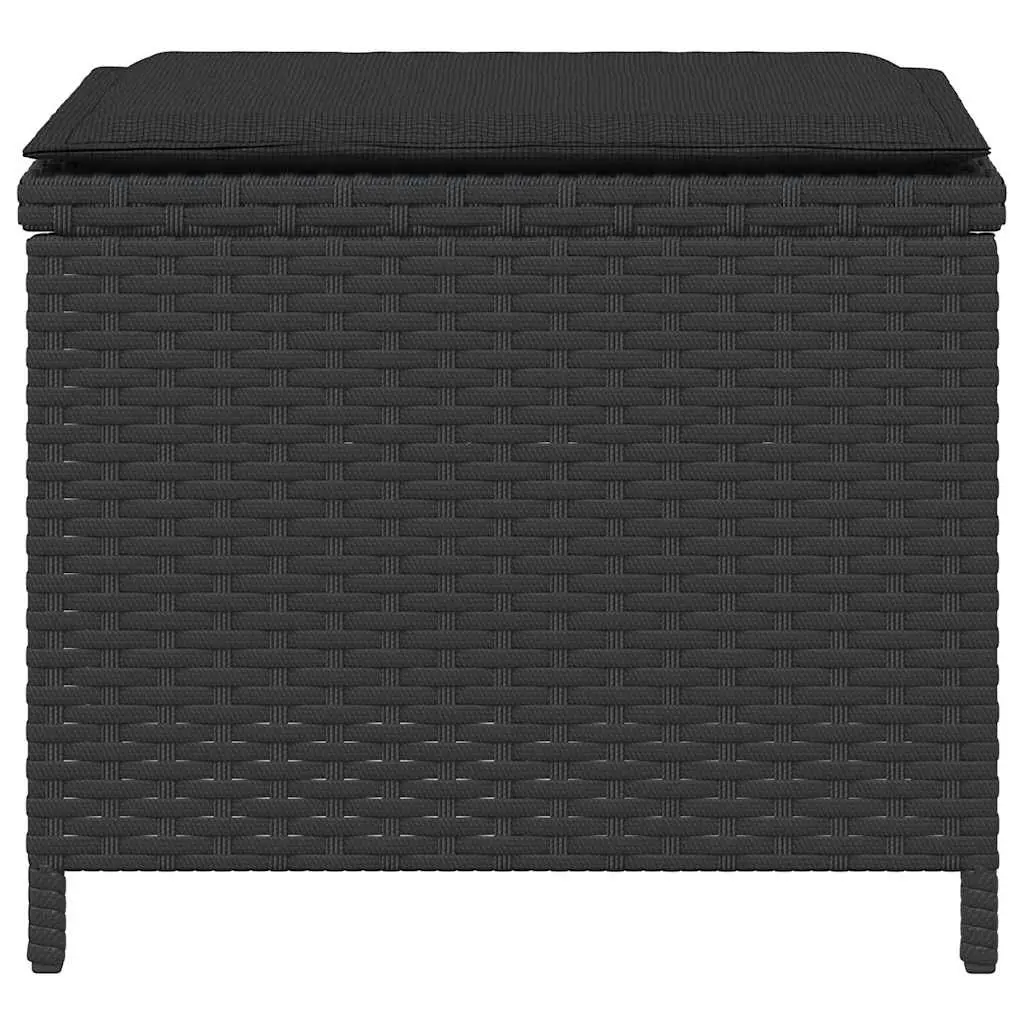 Garden Stools PE Rattan 4 pcs Black Outdoor Cushioned Seating Set