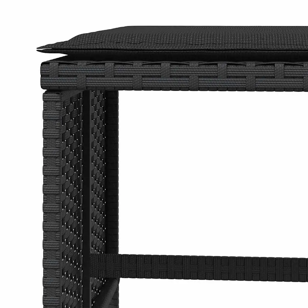Garden Stools PE Rattan 4 pcs Black Outdoor Cushioned Seating Set