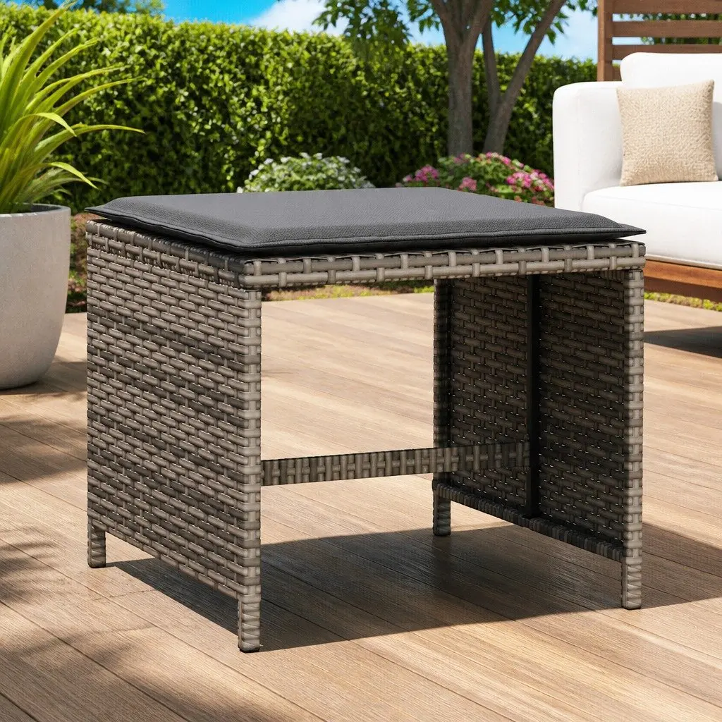 Garden Stools with Cushions 4 pcs Grey