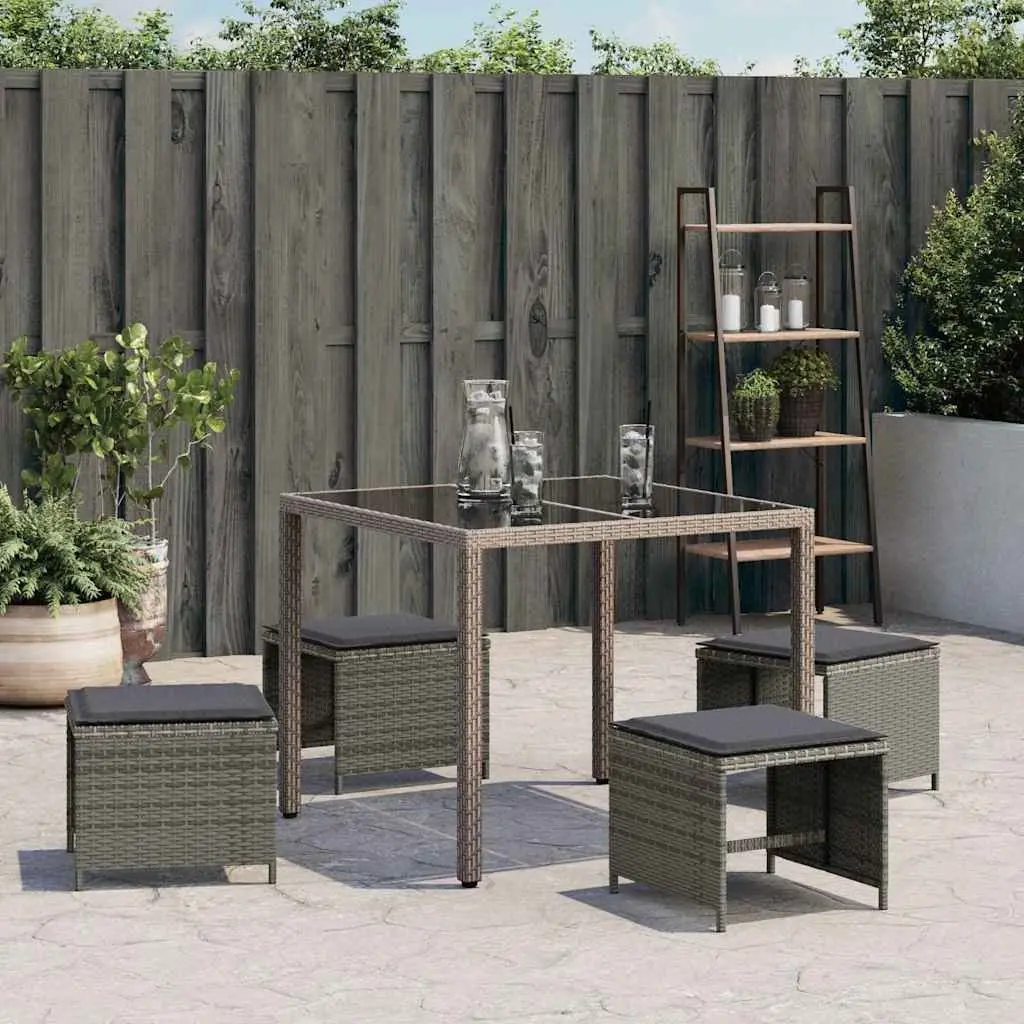 Garden Stools with Cushions 4 pcs Grey