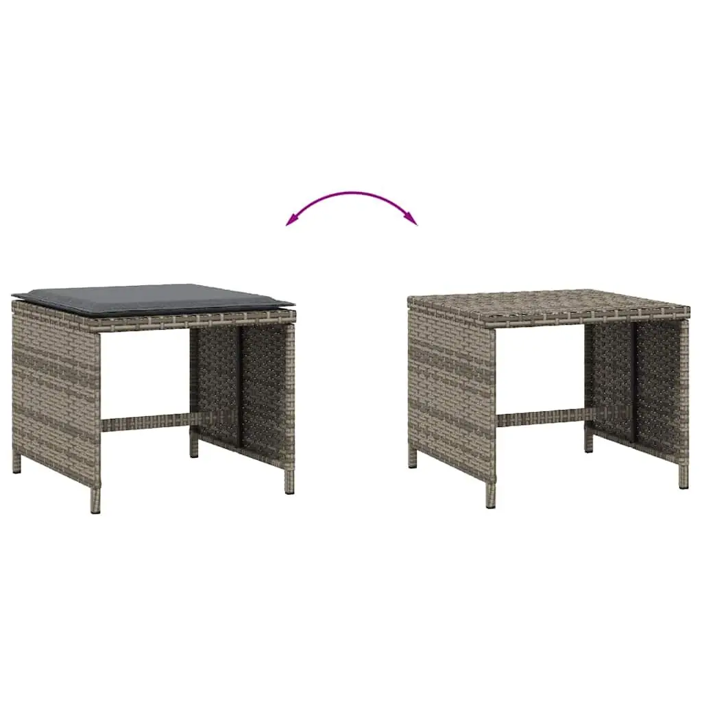 Garden Stools with Cushions 4 pcs Grey