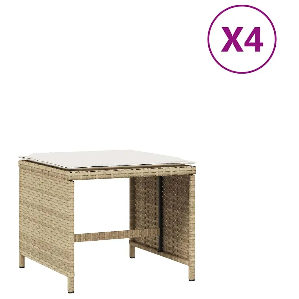 Garden Stools PE Rattan 41x41x36 cm Beige 4 Piece