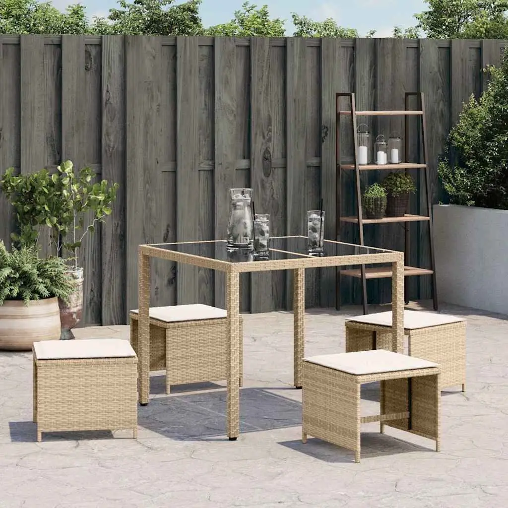 Garden Stools PE Rattan 41x41x36 cm Beige 4 Piece