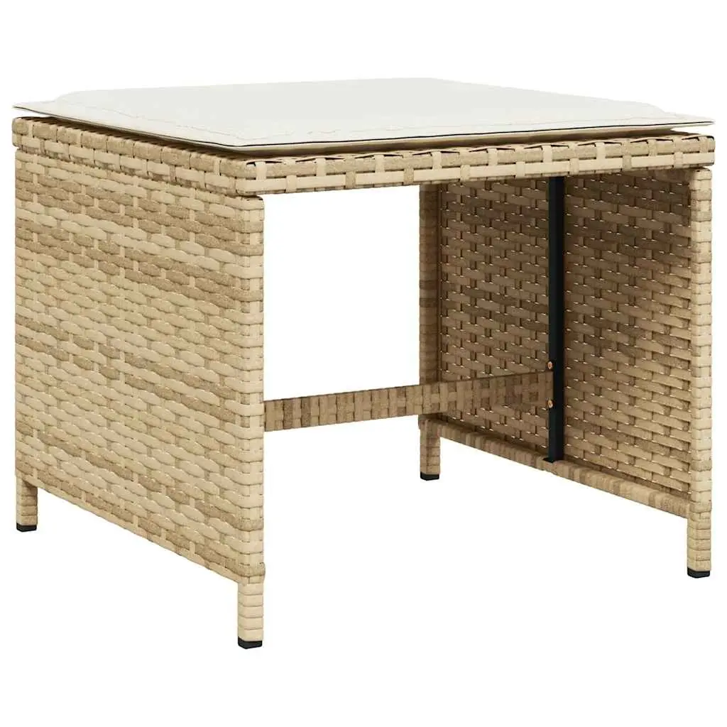 Garden Stools PE Rattan 41x41x36 cm Beige 4 Piece