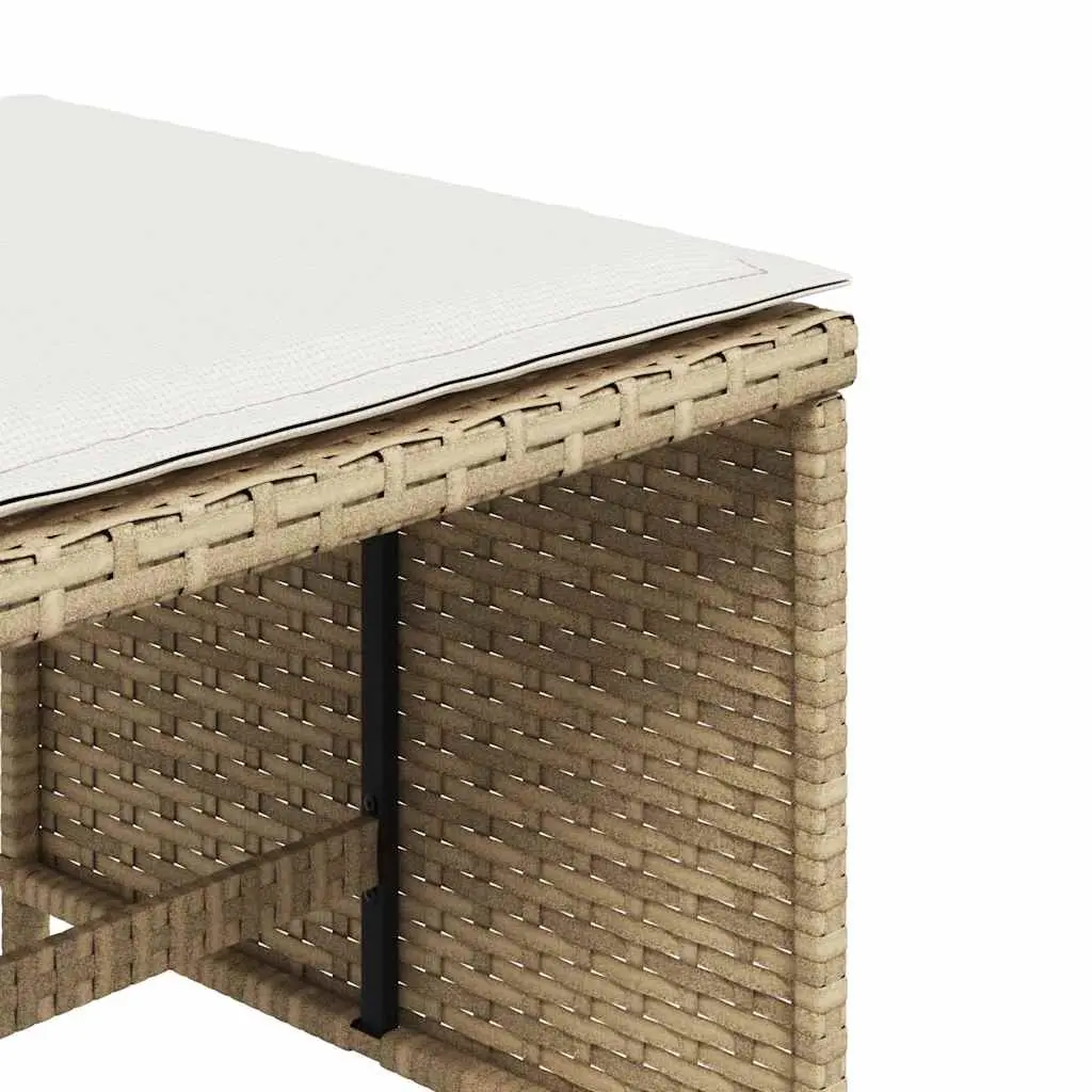 Garden Stools PE Rattan 41x41x36 cm Beige 4 Piece