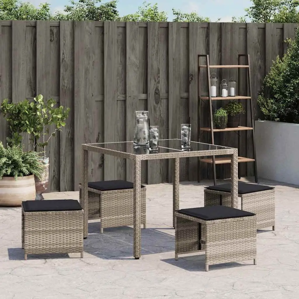 Garden Stools with Cushions 4 Pieces Outdoor Seating Grey 41x41x36 cm