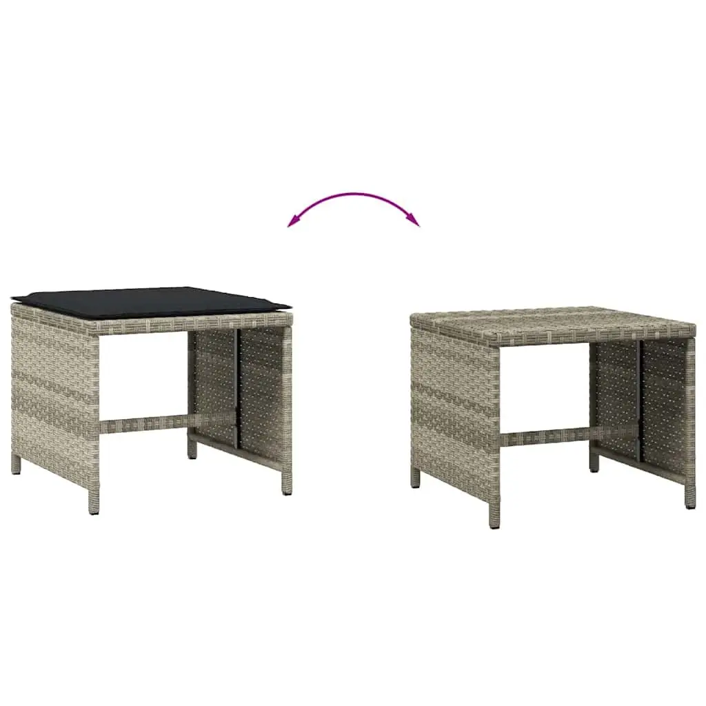 Garden Stools with Cushions 4 Pieces Outdoor Seating Grey 41x41x36 cm
