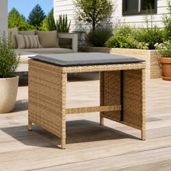 Durable Beige Garden Stools with Cushions – 4 pcs Set
