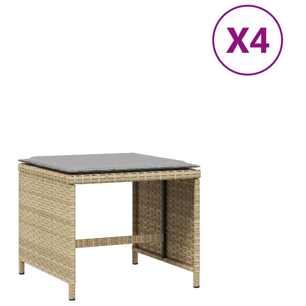 Garden Stools with Cushions 4 pcs Outdoor Patio Seating Set Beige 41x41x36 cm