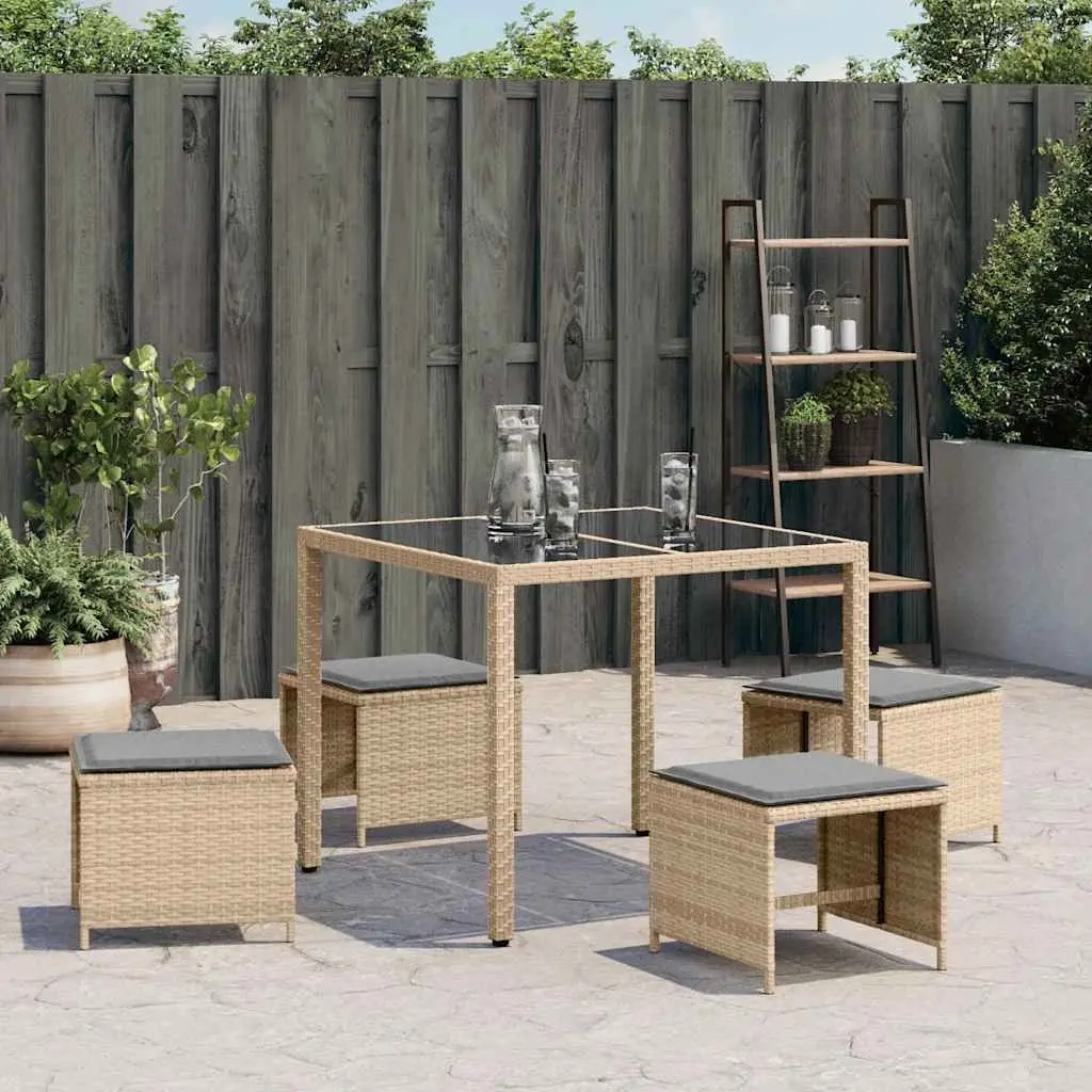 Garden Stools with Cushions 4 pcs Outdoor Patio Seating Set Beige 41x41x36 cm