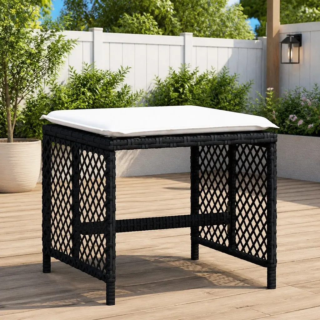 Garden Stools with Cushions 4 pcs Outdoor Footrest Seating Set Black 41x41x36cm