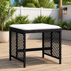 Durable Black Garden Stools with Cushions - Set of 4
