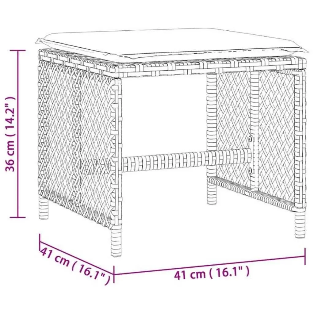 Garden Stools PE Rattan 41x41x36cm Black 4 Piece Outdoor Footrest Seating Set
