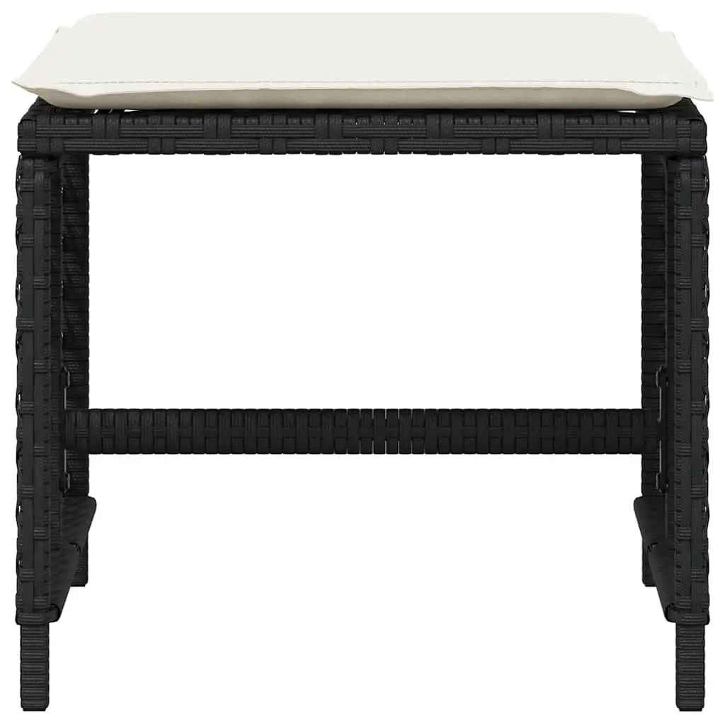 Garden Stools PE Rattan 41x41x36cm Black 4 Piece Outdoor Footrest Seating Set