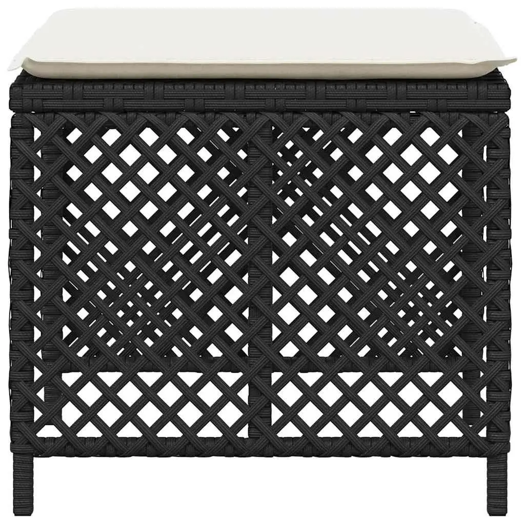Garden Stools PE Rattan 41x41x36cm Black 4 Piece Outdoor Footrest Seating Set
