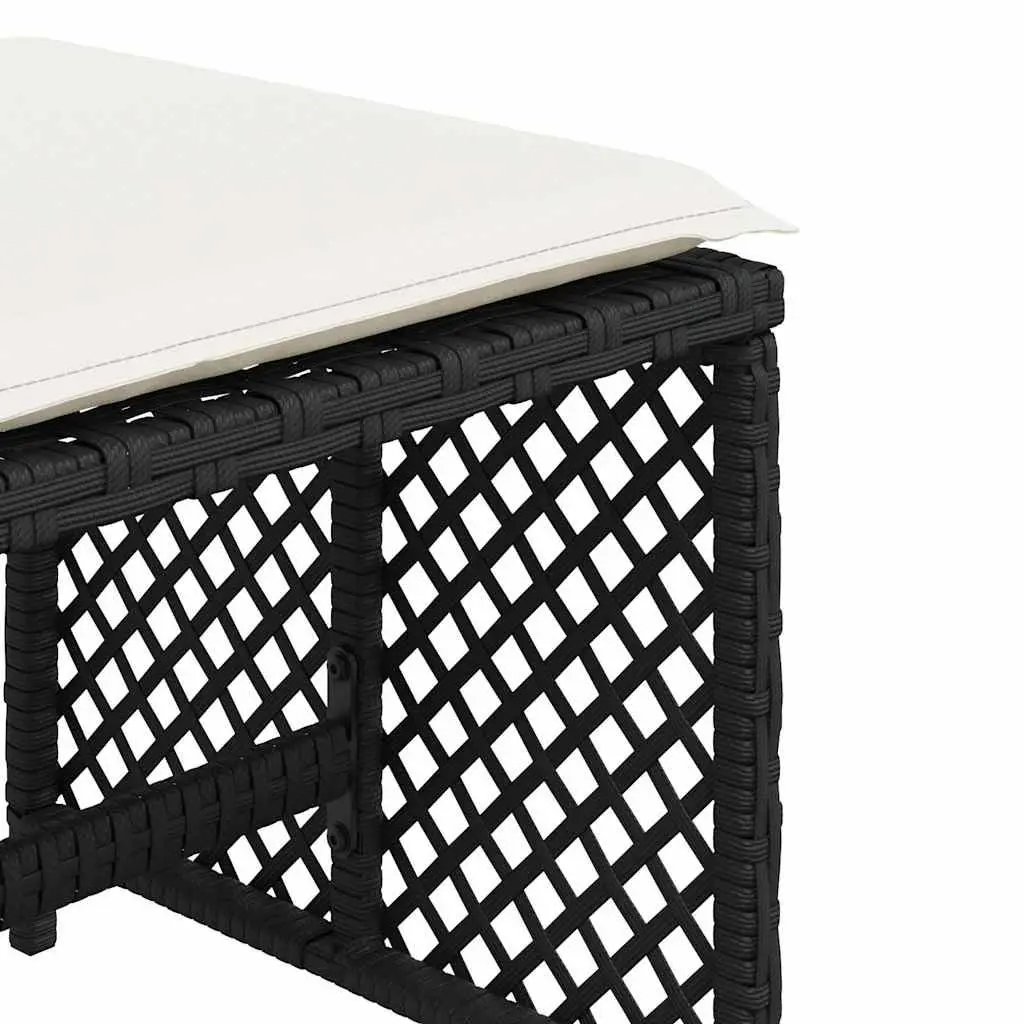 Garden Stools PE Rattan 41x41x36cm Black 4 Piece Outdoor Footrest Seating Set