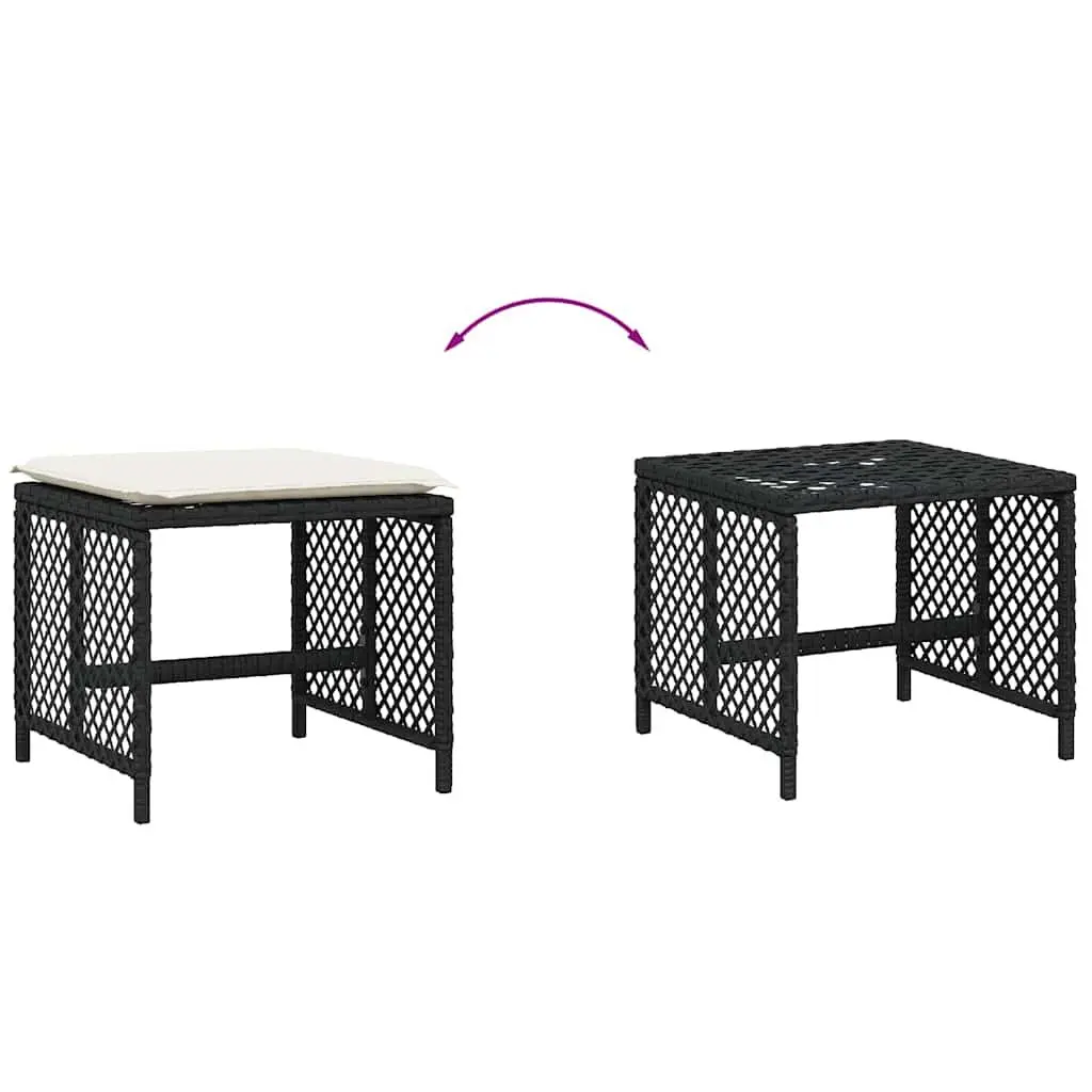 Garden Stools PE Rattan 41x41x36cm Black 4 Piece Outdoor Footrest Seating Set