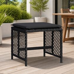 Durable Garden Stools with Cushions - 4 Piece Set Black