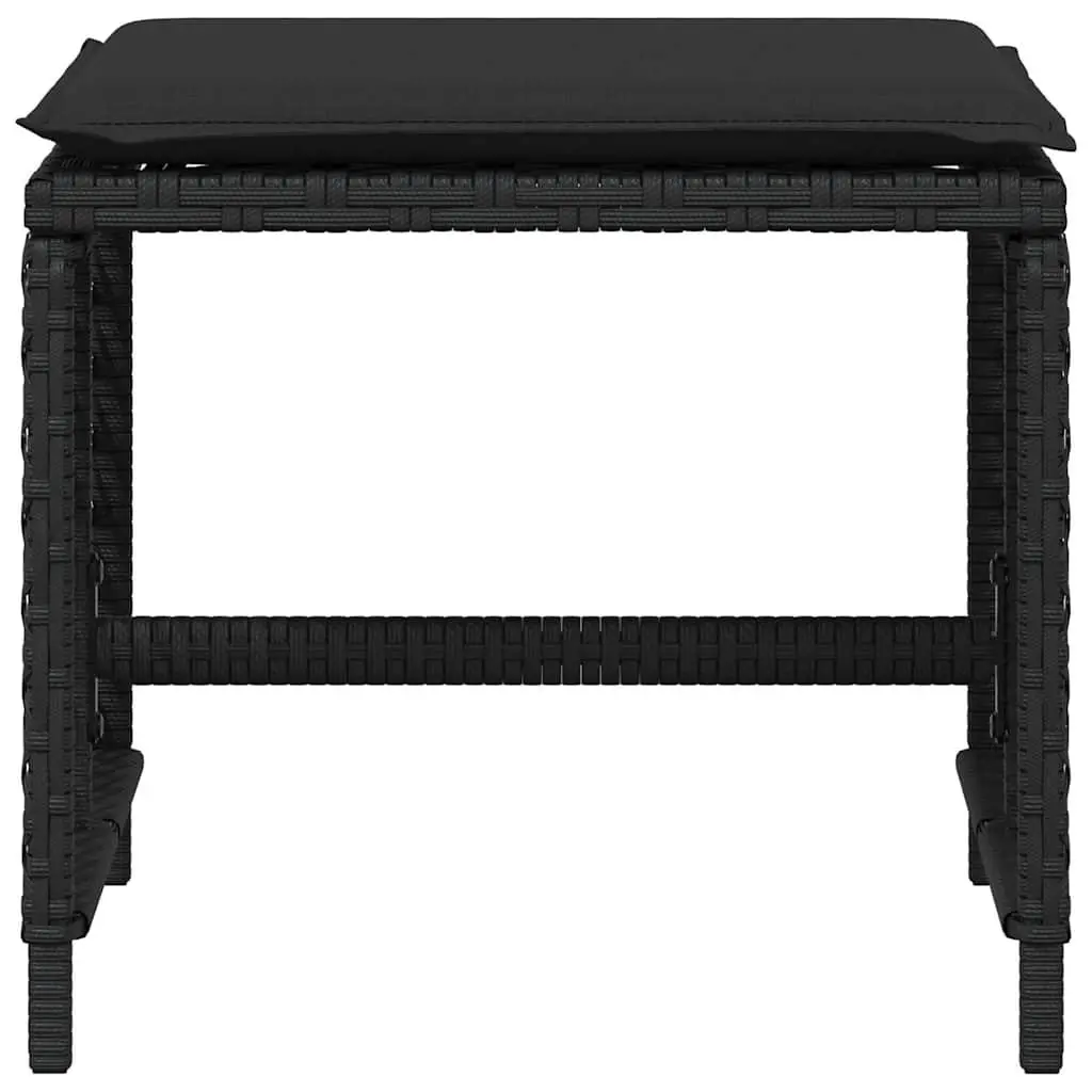 Garden Stools with Cushions 4 Piece Set Outdoor Foot Rest Black 41x41x36cm