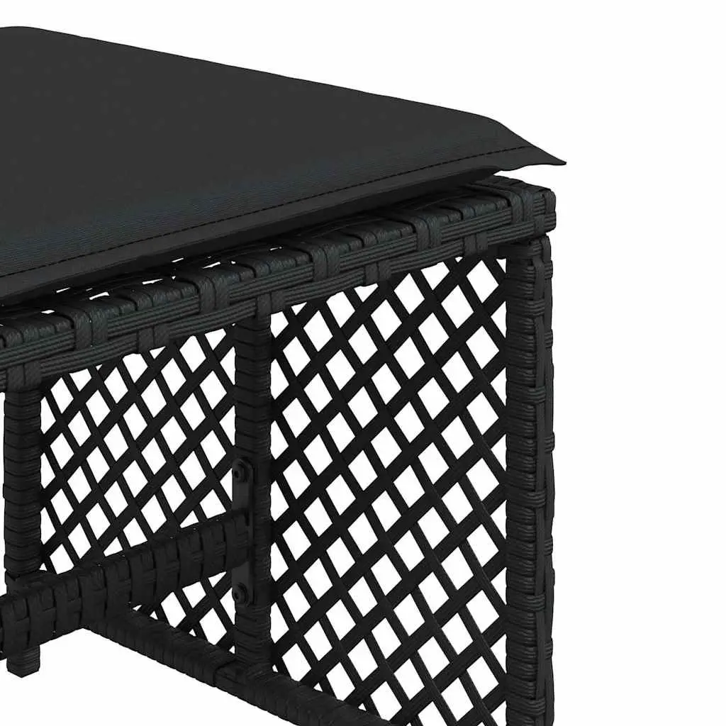 Garden Stools with Cushions 4 Piece Set Outdoor Foot Rest Black 41x41x36cm