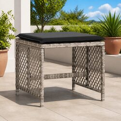 Durable Garden Stools with Cushions - 4 Pack Grey