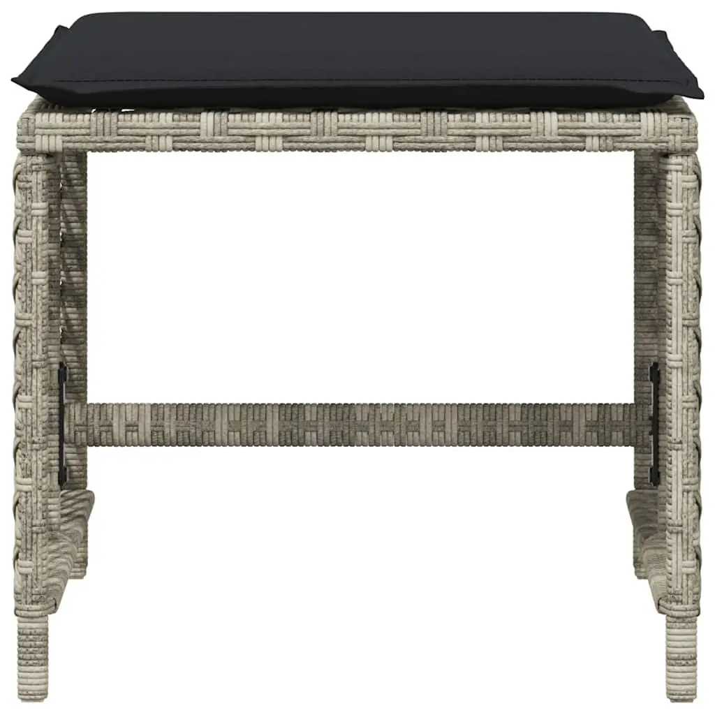 Garden Stools with Cushions 4 pcs Grey Outdoor Seating Poly Rattan Footrest