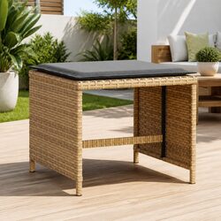 Beige Outdoor Garden Stools with Cushions - 4 pcs