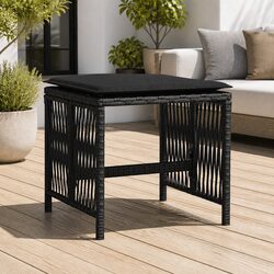 Garden Stools with Cushions 4 pcs Black Outdoor Foot Rests Poly Rattan Seating