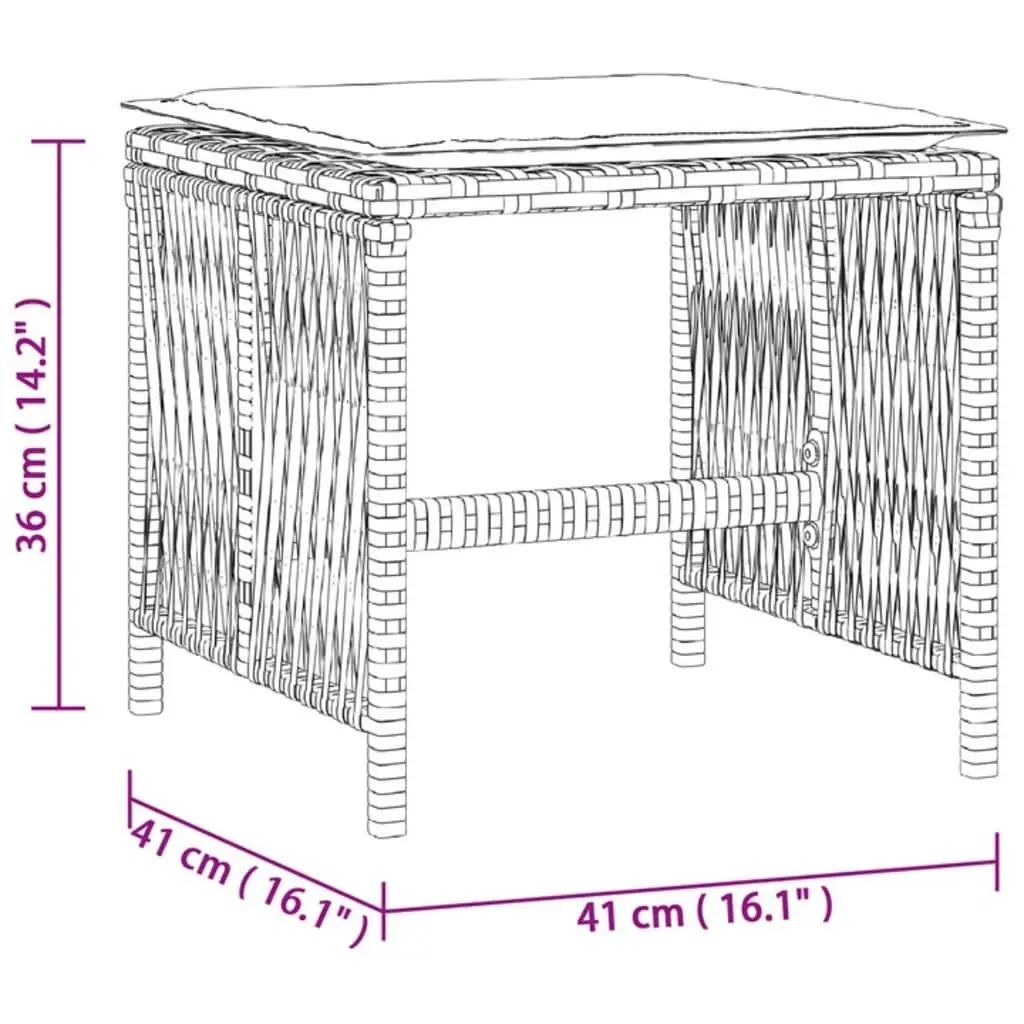 Garden Stools PE Rattan Powder-coated Steel 41x41x36 cm Grey 4 Piece