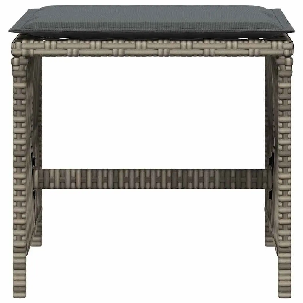 Garden Stools PE Rattan Powder-coated Steel 41x41x36 cm Grey 4 Piece
