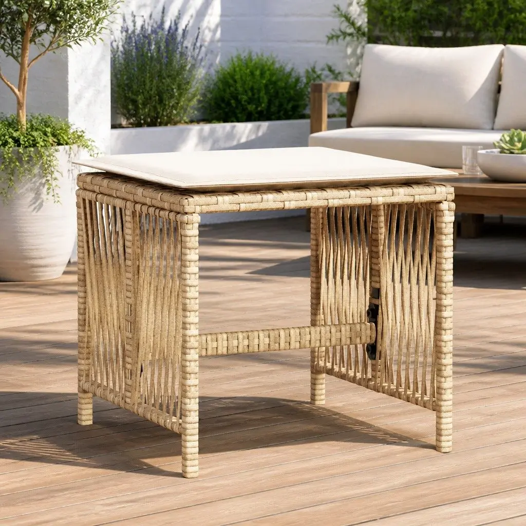 Garden Stools with Cushions 4 pcs Beige Set