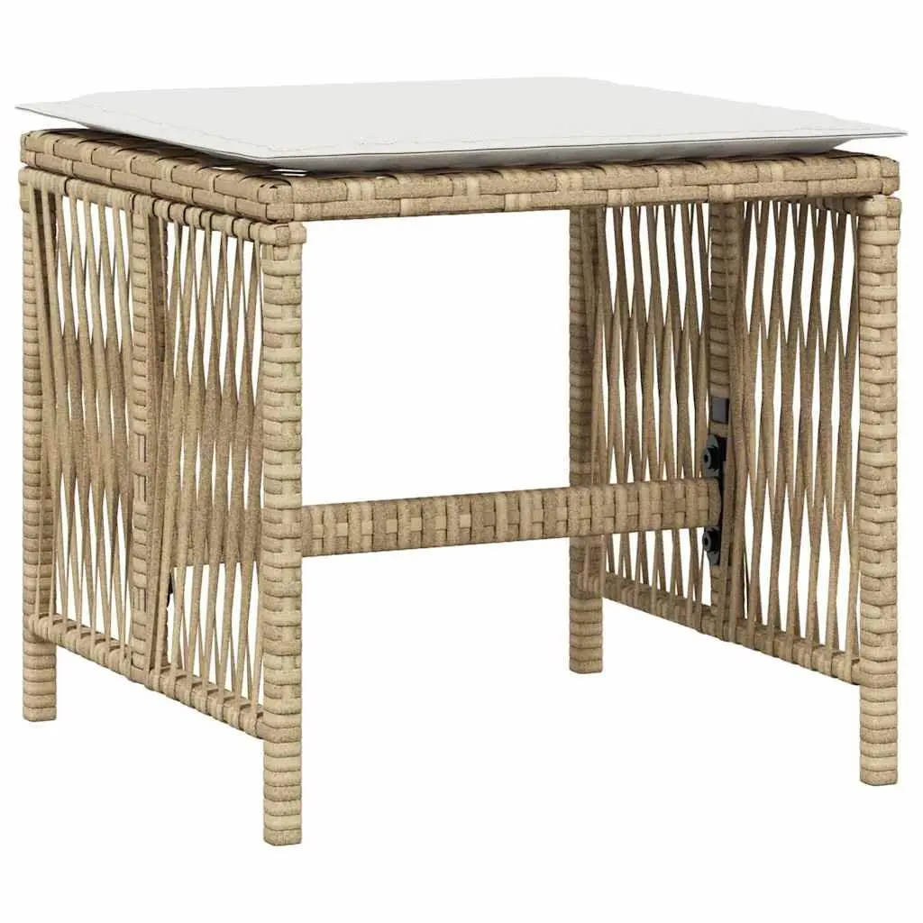 Garden Stools with Cushions 4 pcs Beige Set