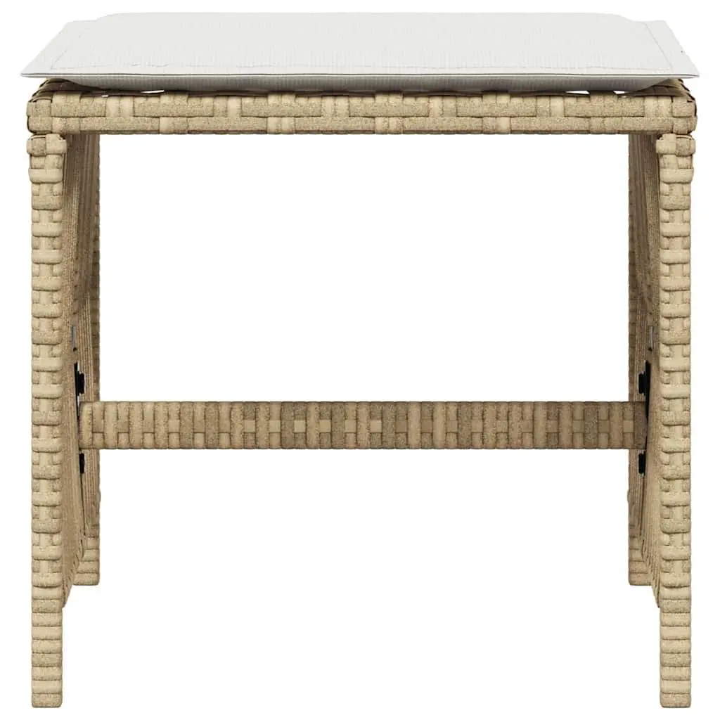 Garden Stools with Cushions 4 pcs Beige Set